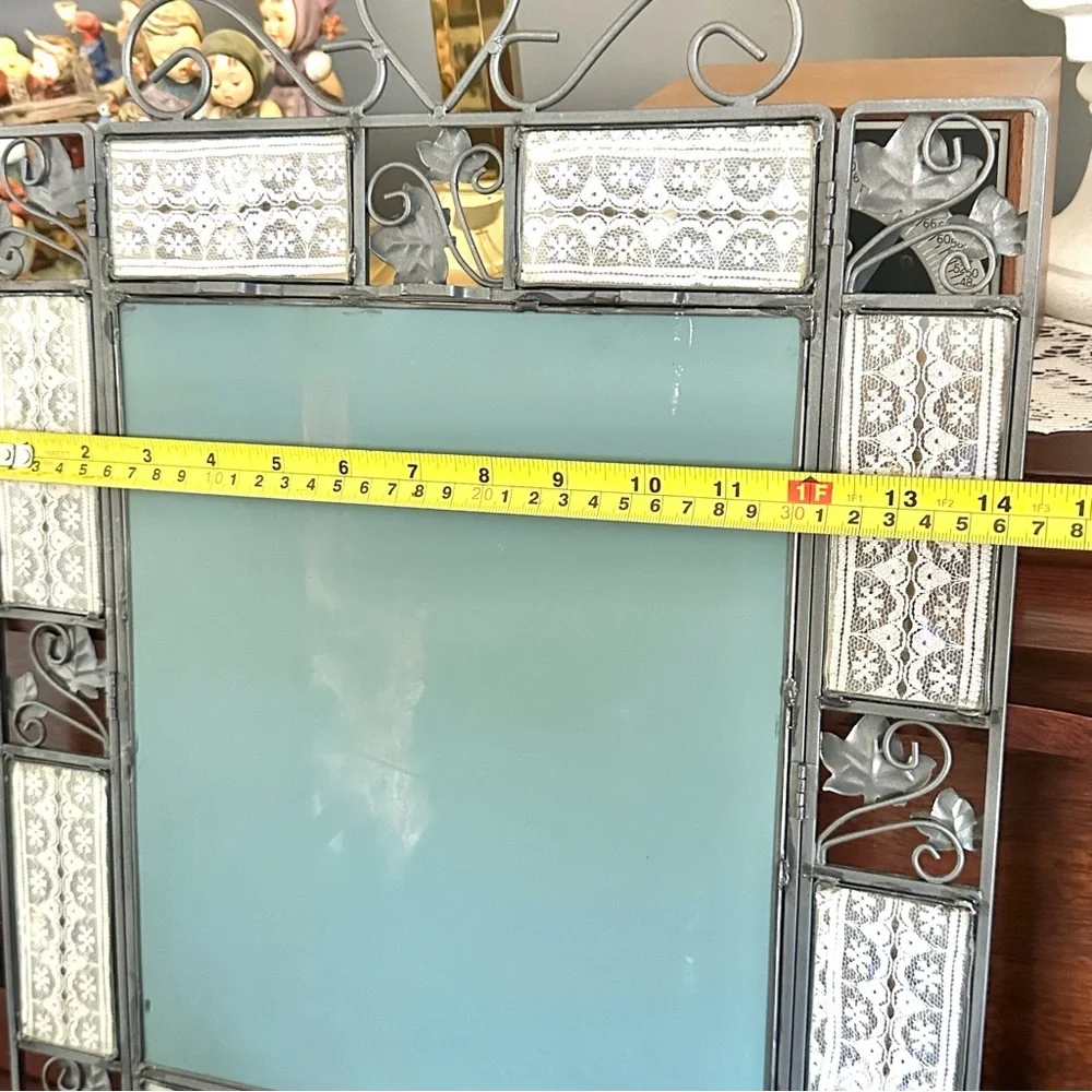 Vintage Silver and Blue Floral Wall Mirror